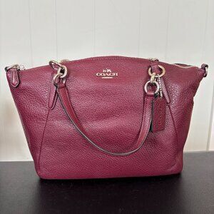 Coach- Burgundy Small Kelsey Satchel & Matching Accordion Zip Wallet NWT